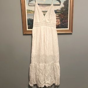 Womens White Eyelet Flowy Sundress